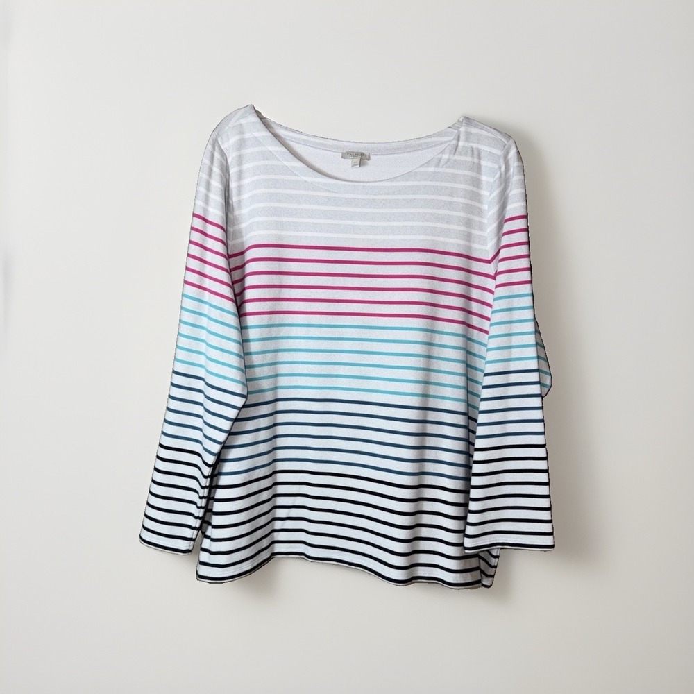 Talbots Woman's Sweatshirt Size 2X Striped Long Sleeve Round Neck Casual
